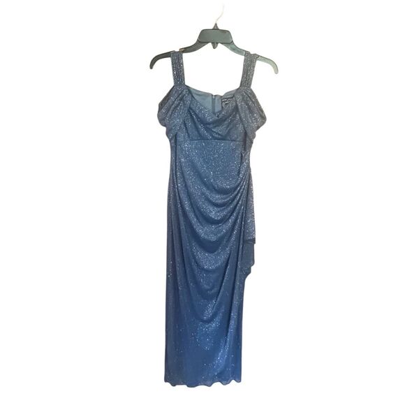 Alex Evenings Sleeveless Maxi Gown Grey/Silver Sz 4P - Picture 1 of 8